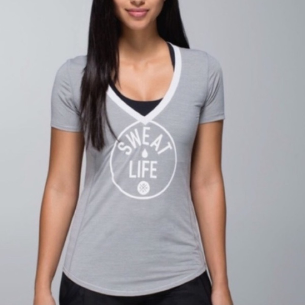 Lululemon Sweat Life Run V Neck S/S Shirt Medium